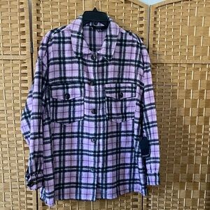 Forever 21 shacket size 1x thick flannel shirt jacket purple  black